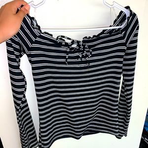Off shoulder striped top